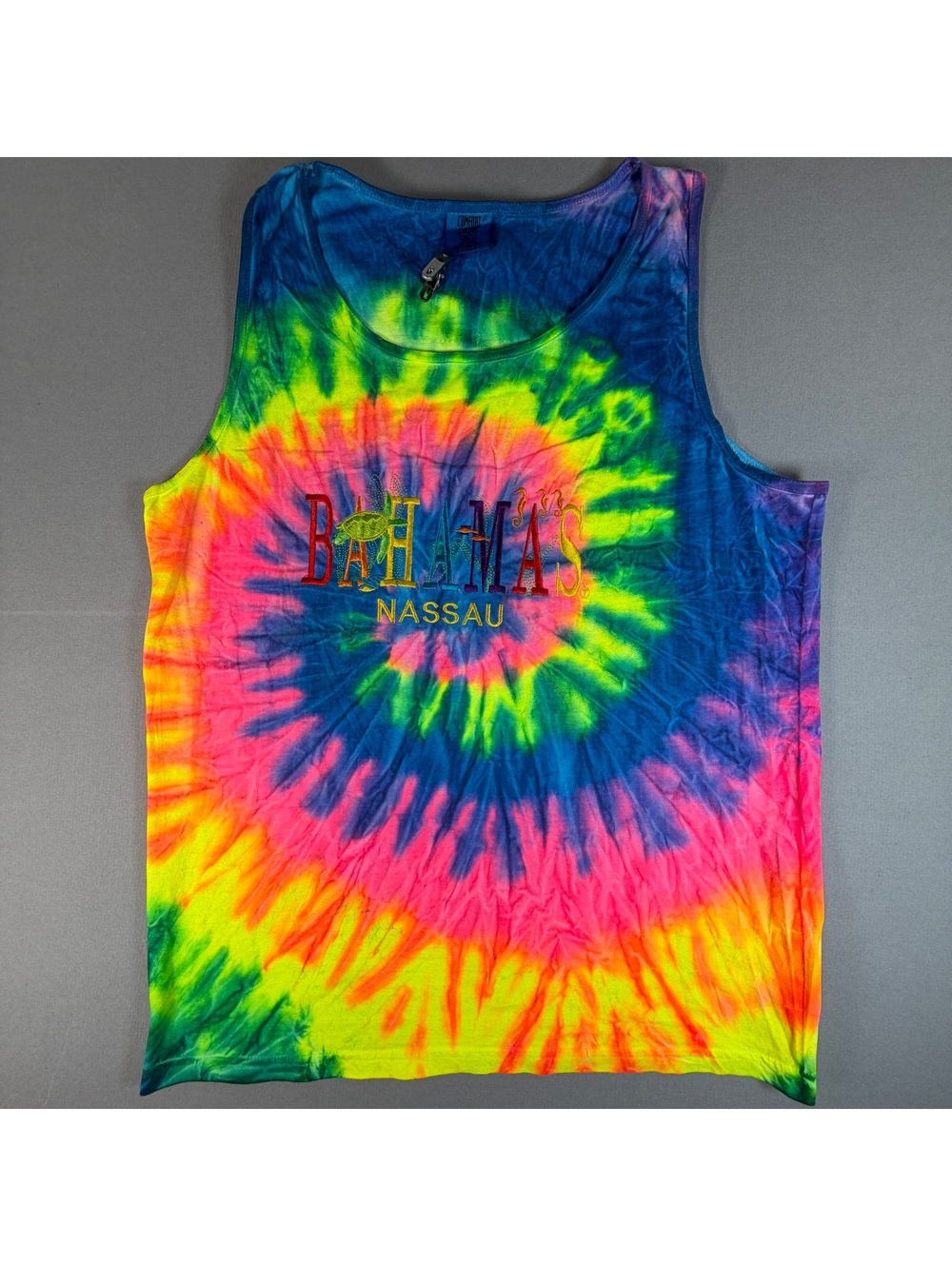 Comfort Colors Bahamas Nassau Tank Top Mens L Tie Dye Embroidered Vacation Shirt